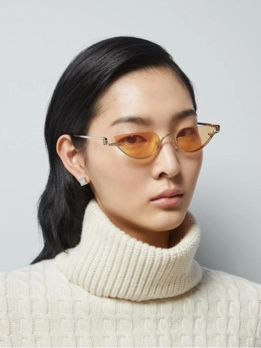 New Gucci Yellow Gold Cat Eye Women Sunglasses GG1603S 004